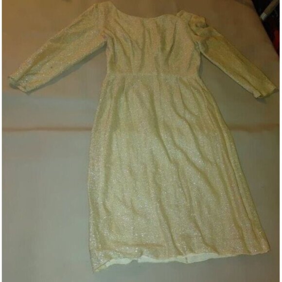 Vintage Dress 1950s Handmaid Gold Lurex Shimmer Party  Small Medium - Picture 5 of 16
